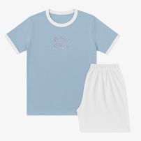 Pijama Verano Remera Manga Corta y Short con Tachas Corona