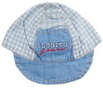 Globito Gorro Cap Jean con Cuadrille "Globito Jeans" costuras naranja