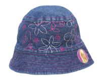 Gorro Piluso Jean flores bordadas holograma de barbie