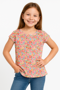 Remera Manga Corta Estampada Floreada 