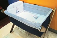 Catre de Dormir Veleros Grandes/Azul Marino Rayado con Blanco/Azul Marino Liso