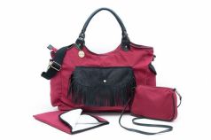 Bolso Cambiador tipo Cartera Varios Motivos "VICKY BORDEUX" COLOR BORDO CON FLECOS DE GAMUZA