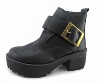 Bota Borcego Hebilla Cuerina
