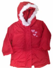 Campera de wata con capucha con borde de peluche de nena