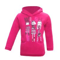 Buzo Frizado Estampado con Capucha y bolsillo cherry