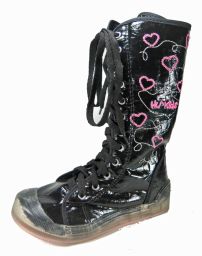 Bota Alta Hu_ Kids Charol Cordon Bordada