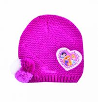 Gorro Tejido Con Aplique Y Pompones Fucsia Disney Princesas