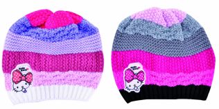 Gorro Tejido Con Aplique Rosa Y Blanco Kitty