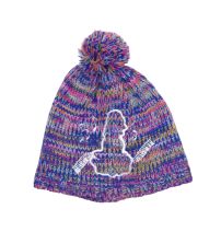 Gorro Tejido Melange Con Pompón Y Aplique Violeta