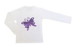 Remera Manga Larga Con Brillo Aplique de Mariposa