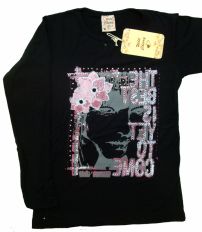 Remera Manga Larga Estampada Con Brillo y Tachas 