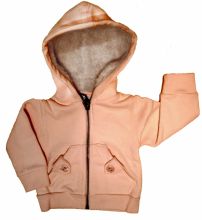 Campera Bebe Rosa Cierre Capucha Con Piel Bolsillo con Botones 