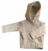 Campera Jogging Frisa Con Capucha Interlock Blanca Bebe