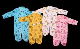 Enterito Frisado Manga Larga Estampado Con Pie 4 Broches Adelante