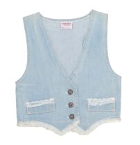 Chaleco Jean con bolsillo y flequillo