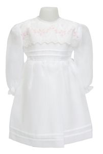 Vestido de Bautismo Puños y pechera Bordadas 