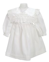 Vestido de Bautismo Manga Larga con cuello bordado