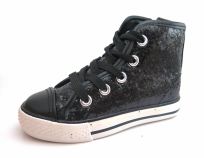 Botas Basket Juana Negra Brillo Glitter Cordones 
