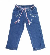 Pantalon jean con flores rococo en bolsillo 