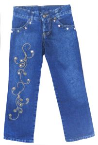 Pantalon de Jean Bordado con Tachas 