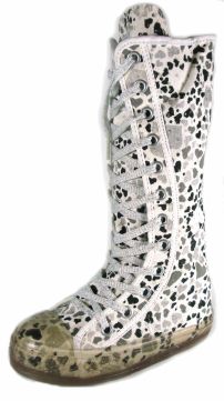 Bota Caña Alta Lona Cordon Animal Print