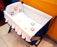 Catre de dormir Azul Marino con Blanco - 3 osos con cuadrito