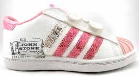 Zapatilla Nena 2 Velcros 4 tiras rayas con Brillo tipo Glitter