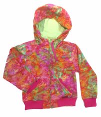 Campera de algodon rustica estampada con capucha de nena