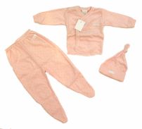 Conjunto Batita Manga Larga Con Medio Osito Ranita Con Pie y Gorro Lunares