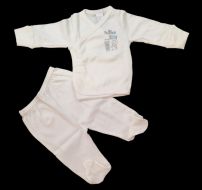 Conjunto Batita Cruzada Manga Larga Con Medio Osito Ranita Con Pie 