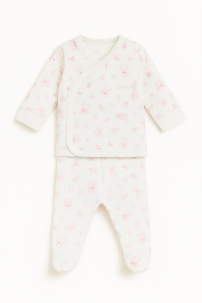 Conjunto Batita Manga Larga Pantalon Con Pie Estampado