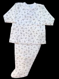 Conjunto Batita Abrochada Atras Ositos y Corazones Con Medio Osito Ranita Con Pie