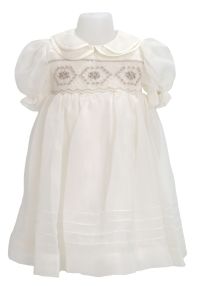 Vestido Punto Smock y punto rococo en gasa