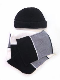 Conjunto de Gorro y Bufanda Tejidos Rayado