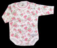 Body Manga Larga de Algodon Estampado Floreado Cuello Bordado de Invierno