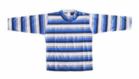 Remera Manga Larga Rayada Con Broche en el Cuello