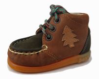 Zapatitos Botas Nobuk Con Cordones - Aplique de Arbol Pino 