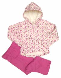 Conjunto Jogging de Campera Con Capucha Estampada Con Flor y Pantalon Liso 