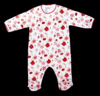 Enterito Floreado De Plush Manga Larga Con Pie 