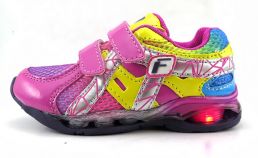 zapatilla de colores con velcro con luz 