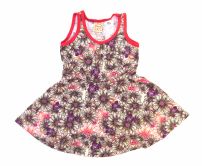 Vestido sin manga estampado con borde rosa