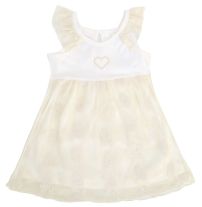 Vestido Con Encaje y Volado Con Corazon Bordado