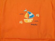 Acolchado y Chichonera Cuna Con Velero y Estrellas de Mar Bordado