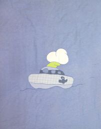 Acolchado Una Plaza Simil Jean Con Barco Bordado