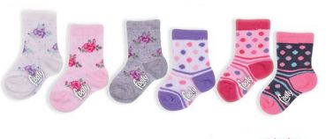 Media Soquete Con Antideslizante Estampada Flores y Lunares