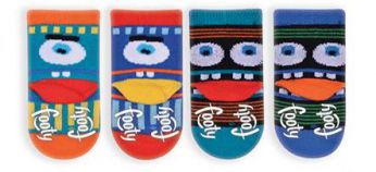 Media Soquete Con Antideslizante Estampado de Monstruito