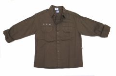 Camisa Manga Larga Gabardina Lisa Con Bolsillos 