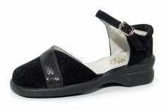 Zapato Tipo Sandalia Con Taco y Hebilla Combinado Reptil