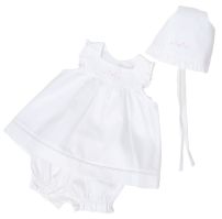 Vestido pique batik bordado con bombachita y gorro