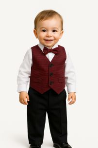 Conjunto Chaleco Camisa, Pantalon y moño